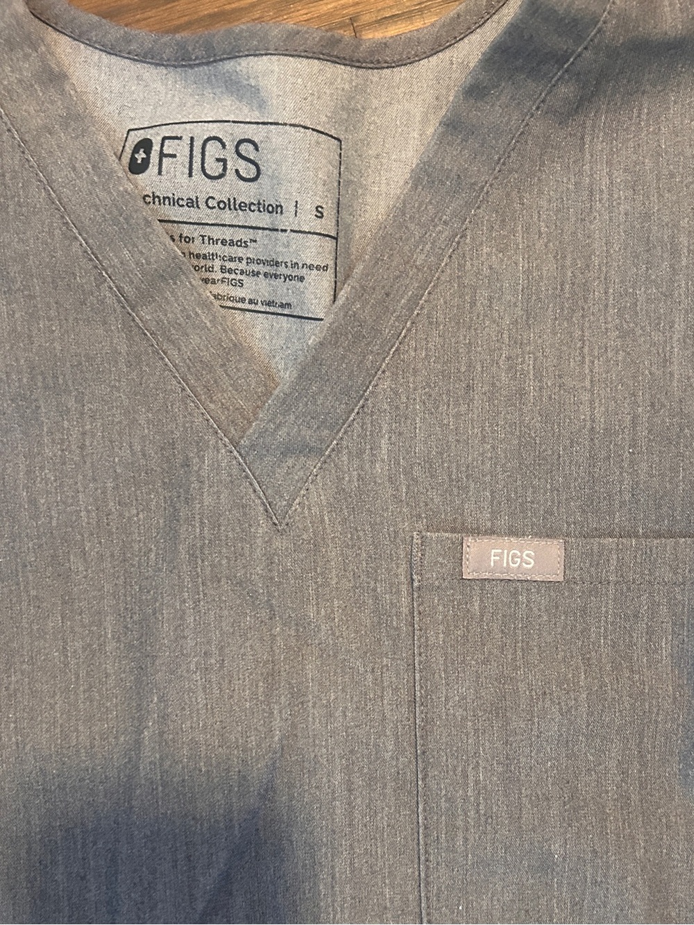 Figs Heathered Gray V-Neck Scrub Top